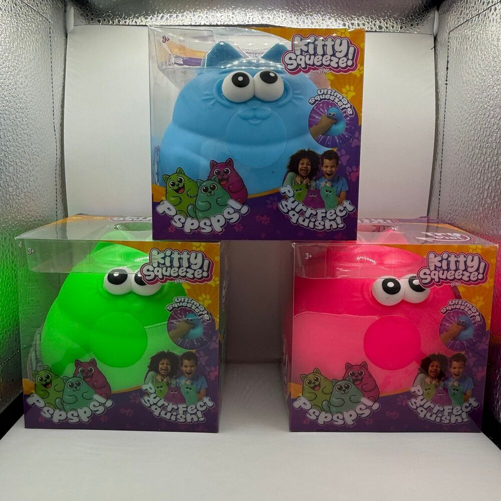 Five Below/PPNC - Kitty Squeeze Bundle *3 Pieces* Pink, Blue, & Green Squish Toy